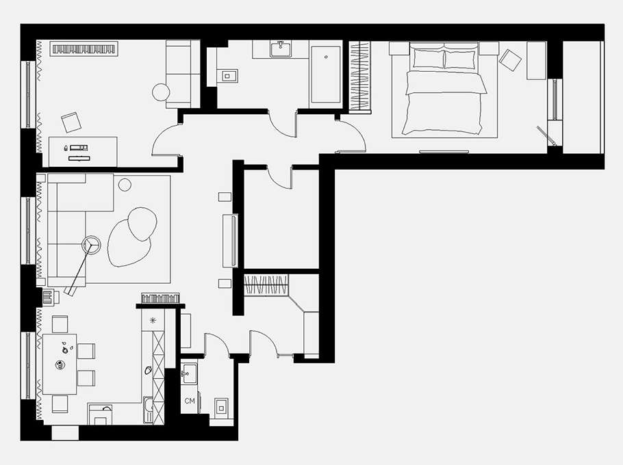 Дизайн інтерєру 3-х кімнатної квартири від Nordes